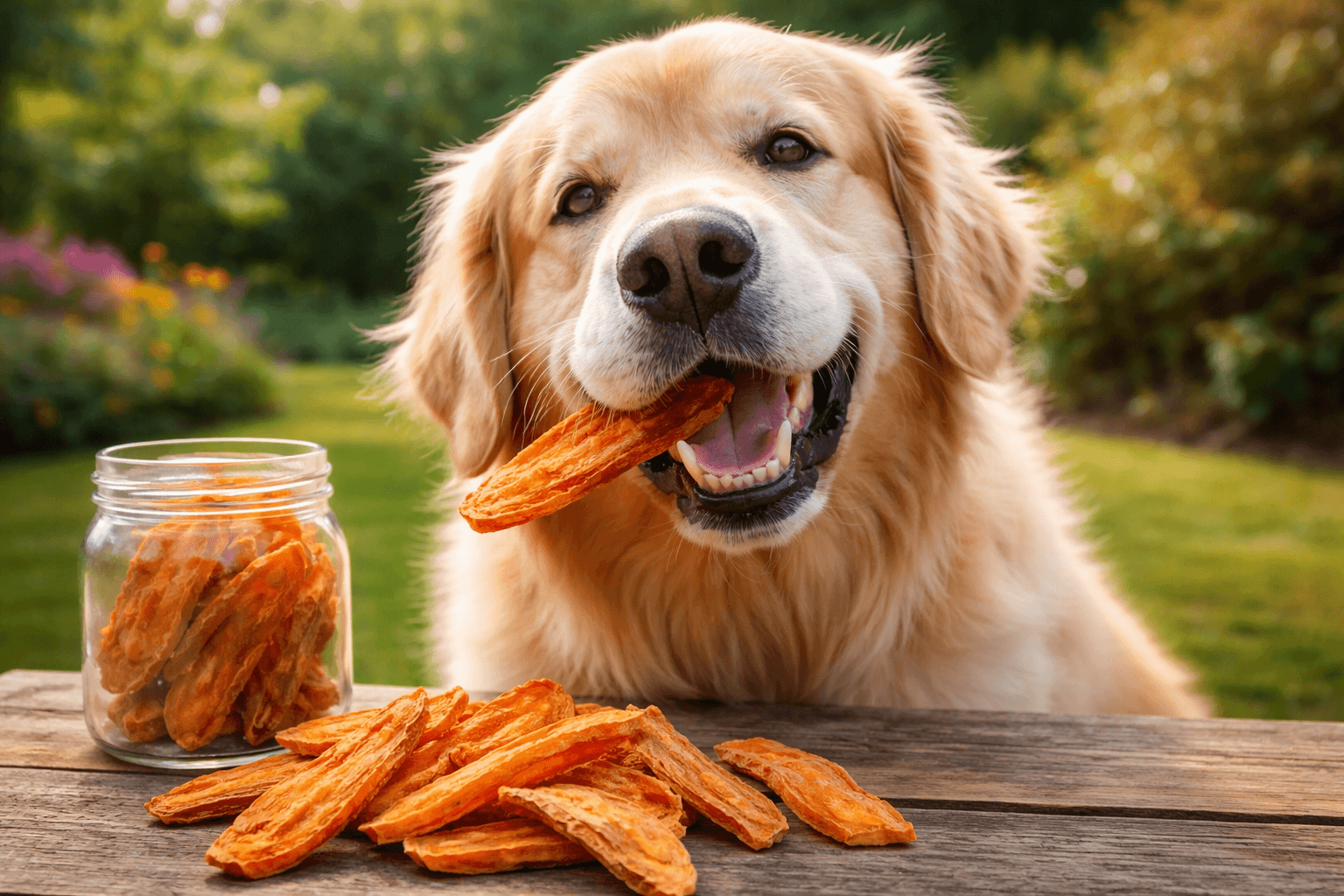 강아지 수제 간식먹는 이미지